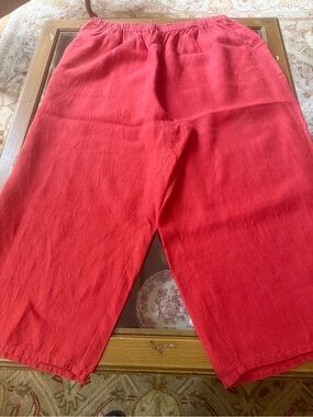Flax Wide Leg Linen Pants in Tropical Dark Coral- 3 G / like new